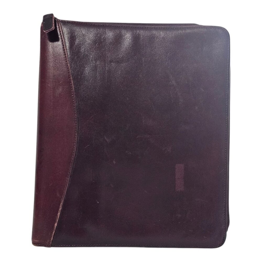 Franklin Quest Leather 7 Ring Binder Burgundy Organizer Dividers Card Holders